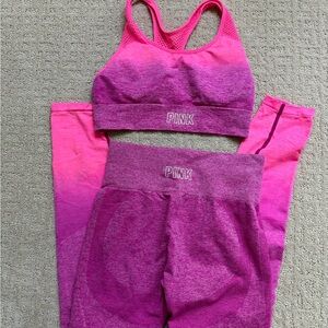 Pink Ombre Sports Bra and Leggings Set